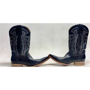 Rancho Black leather lizard embossed snip toe Western Cowboy Boots